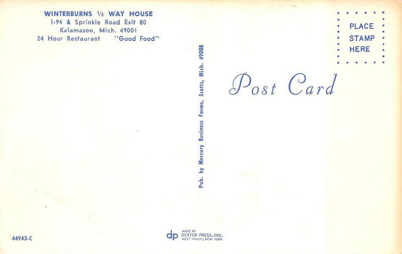 Winterburns 1/2 Way House (Halfway House Restaurant) - Vintage Postcard (newer photo)